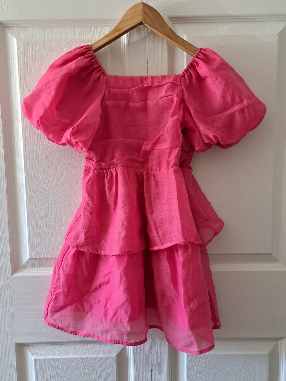 Cat & Jack Girls Pink Tiered Puff-Sleeve Dress
